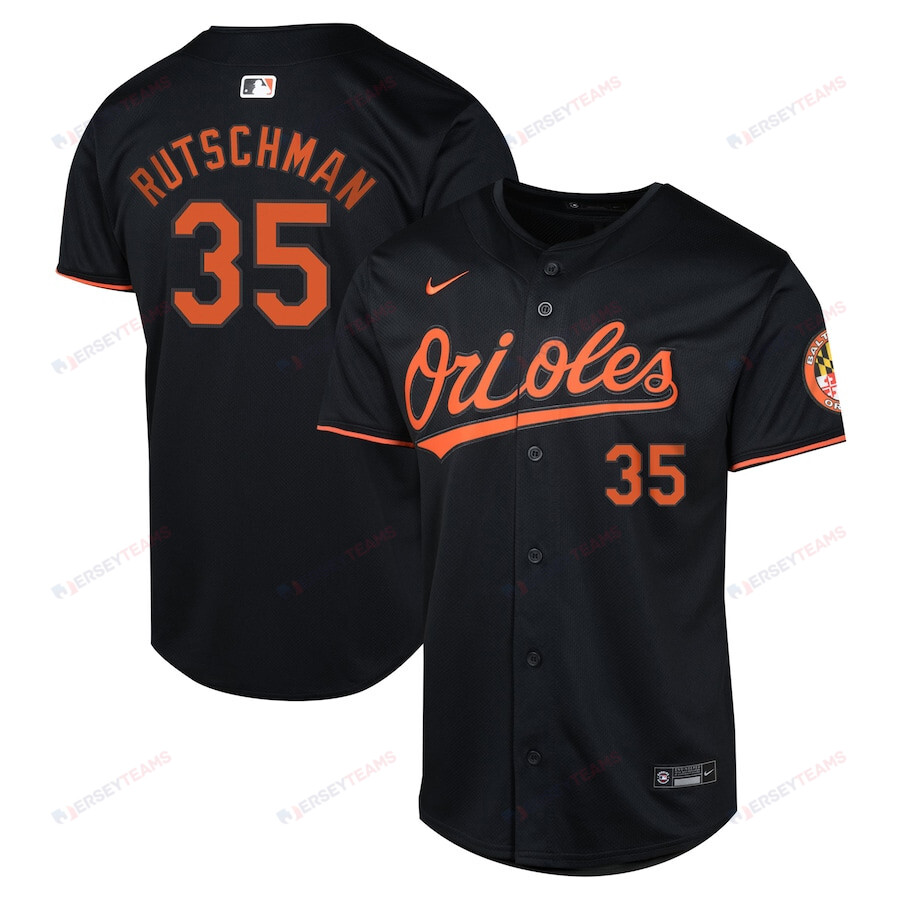 Adley Rutschman 35 Baltimore Orioles Alternate  YOUTH Jersey - Black