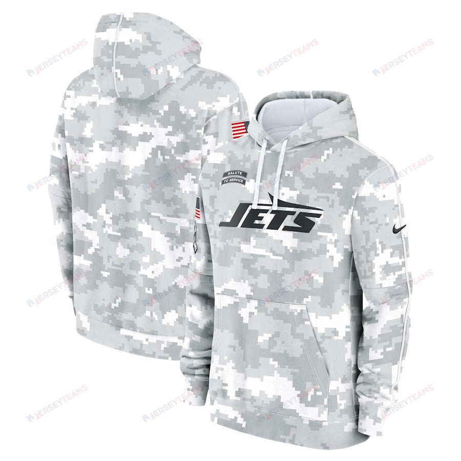 New York Jets 2024 Salute to Service Club Fleece Pullover Men Hoodie - Arctic Camo