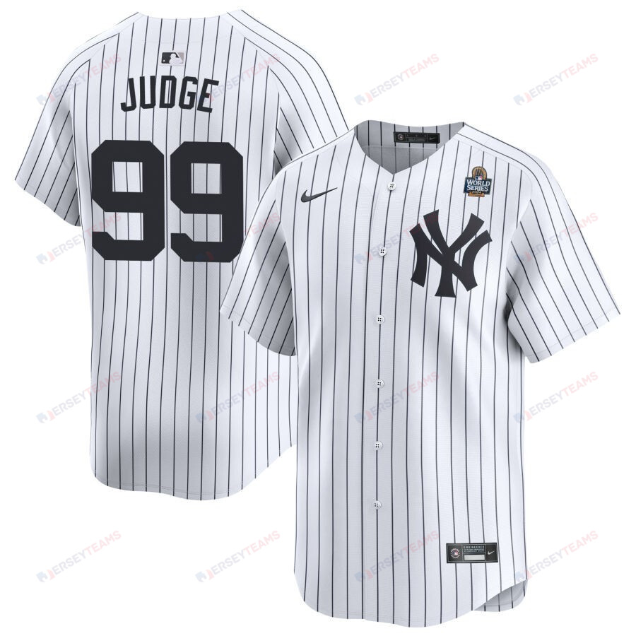 Aaron Judge 99 New York Yankees 2024 World Series Home  Player Men Jersey - White - All Over Printed