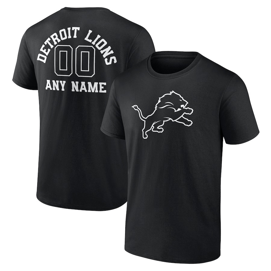 Detroit Lions Personalized Name & Number Monochrome T-Shirt - Black