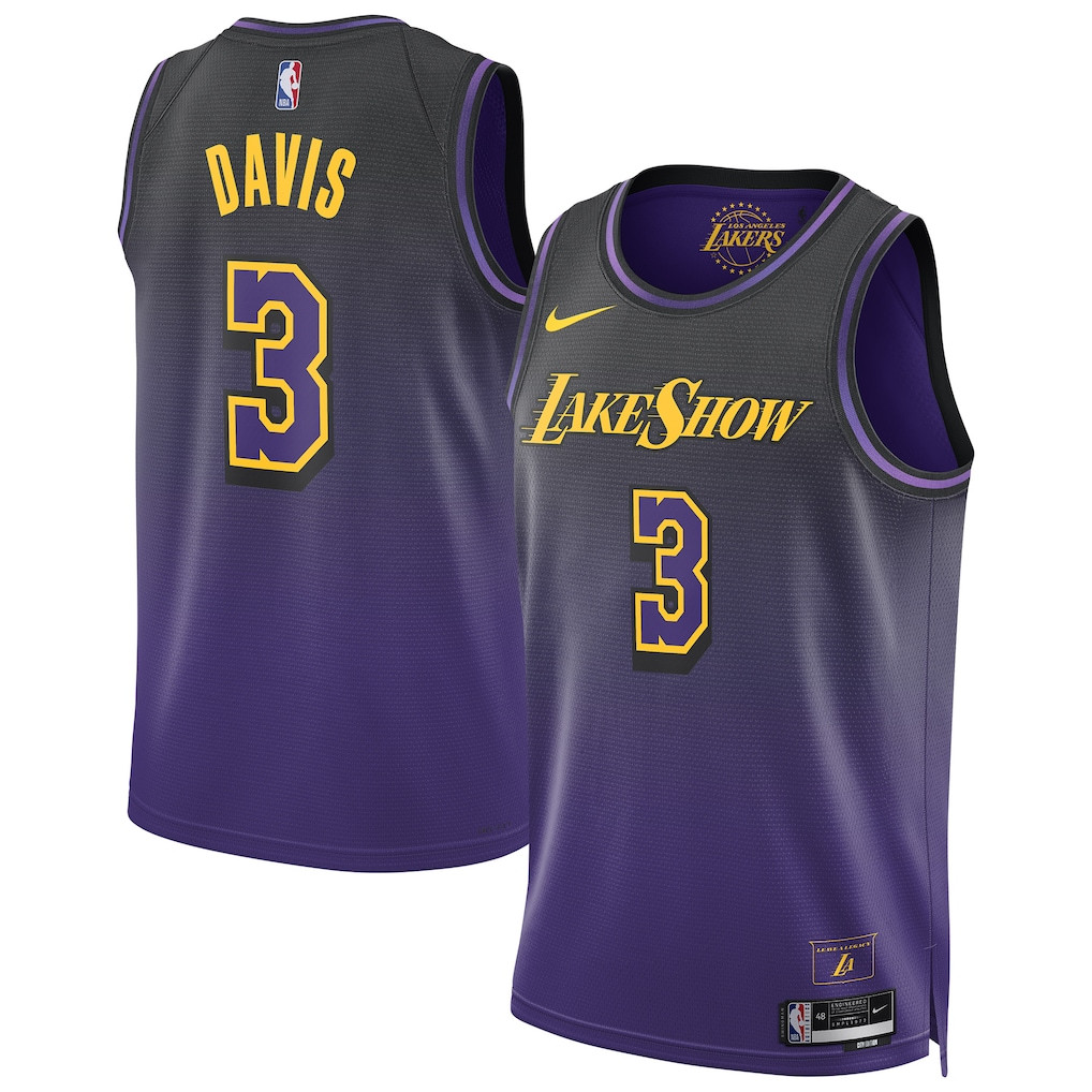Anthony Davis 3 Los Angeles Lakers Unisex 2024/25 Swingman Player Jersey - City Edition - Purple - All Over Printed
