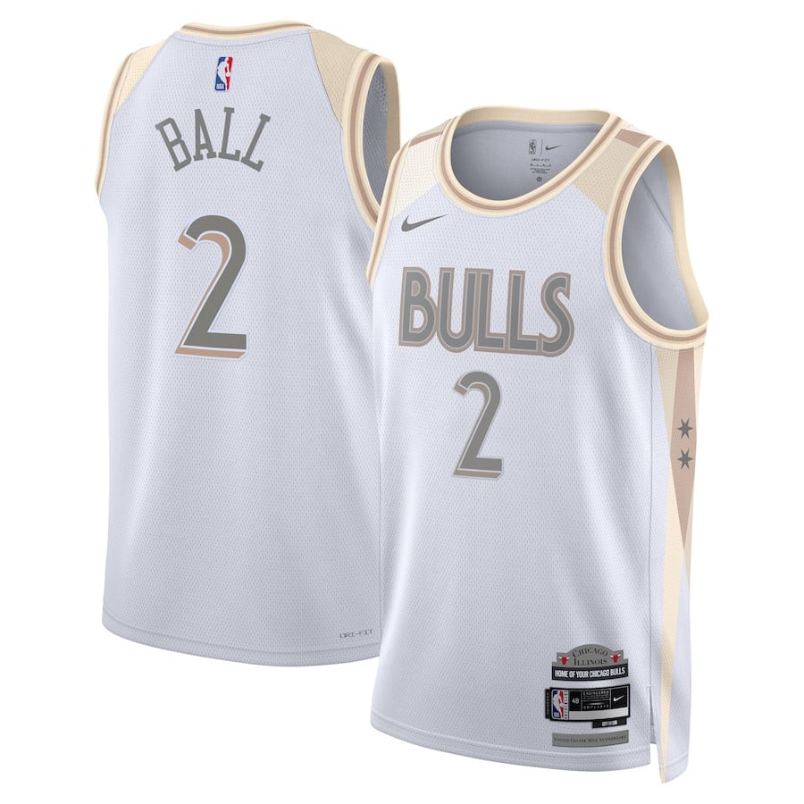 Lonzo Ball 2 Chicago Bulls Unisex 2024/25 Swingman Player Jersey - City Edition - White