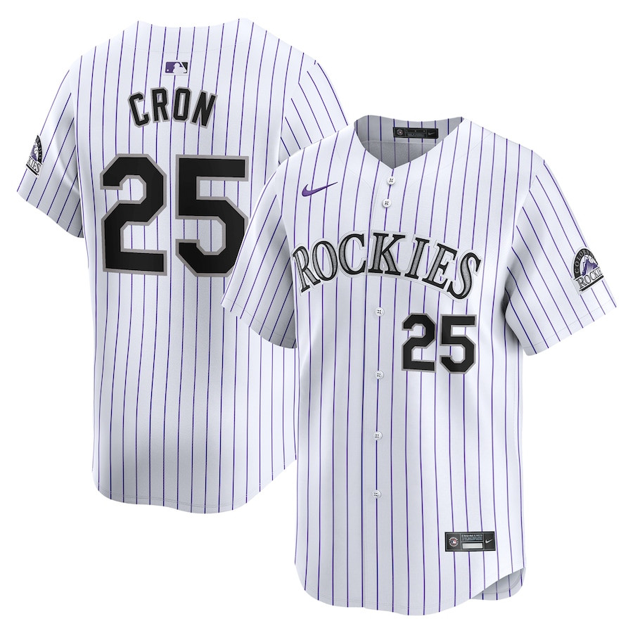 CJ Cron 25 Colorado Rockies Home  Player Men Jersey - White