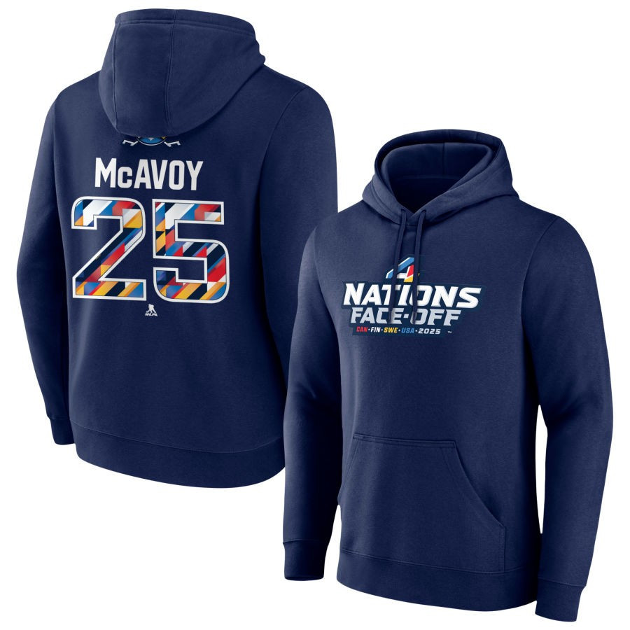 Charlie McAvoy 25 Four Nations Face-Off 2025 Pullover Hoodie - Navy