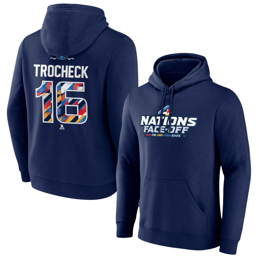 Vincent Trocheck 16 Four Nations Face-Off 2025 Pullover Hoodie - Navy