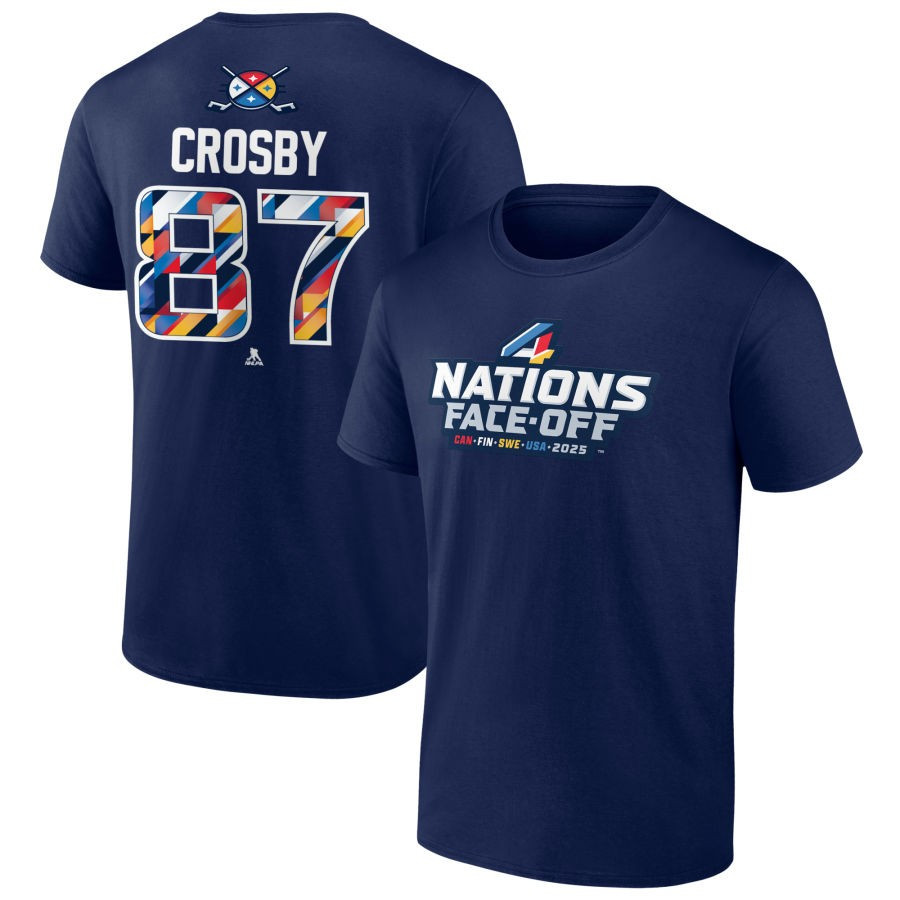 Sidney Crosby 87 Four Nations Face-Off 2025 T-Shirt - Navy