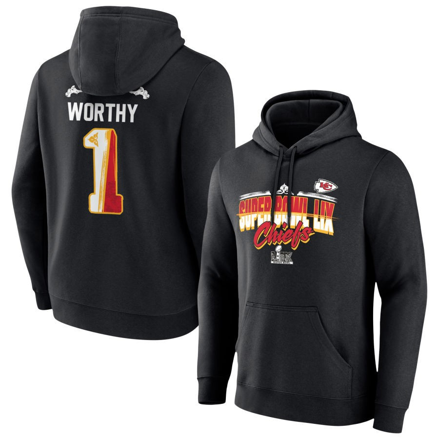 Xavier Worthy 1 Kansas City Chiefs  LIX Pullover Hoodie - Black