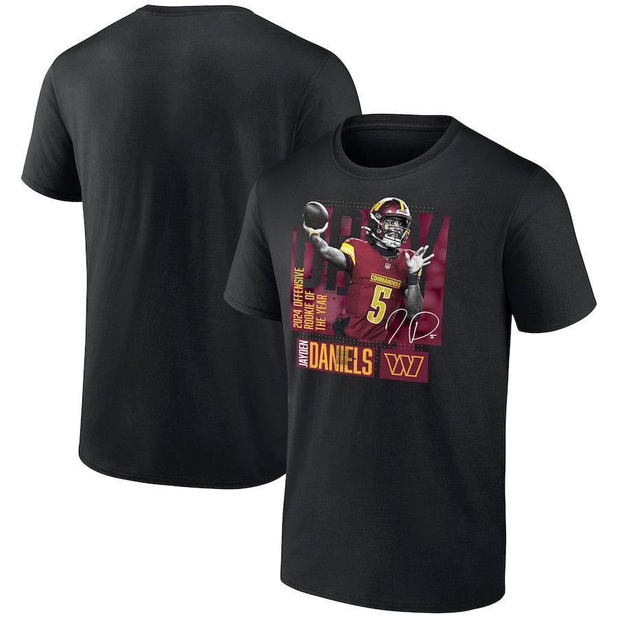 Jayden Daniels Washington Commanders 2024 Offensive Rookie of the Year T-Shirt - Black