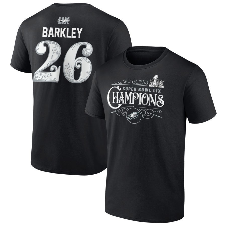 Saquon Barkley 26 Philadelphia Eagles  LIX Champions T-Shirt - Black