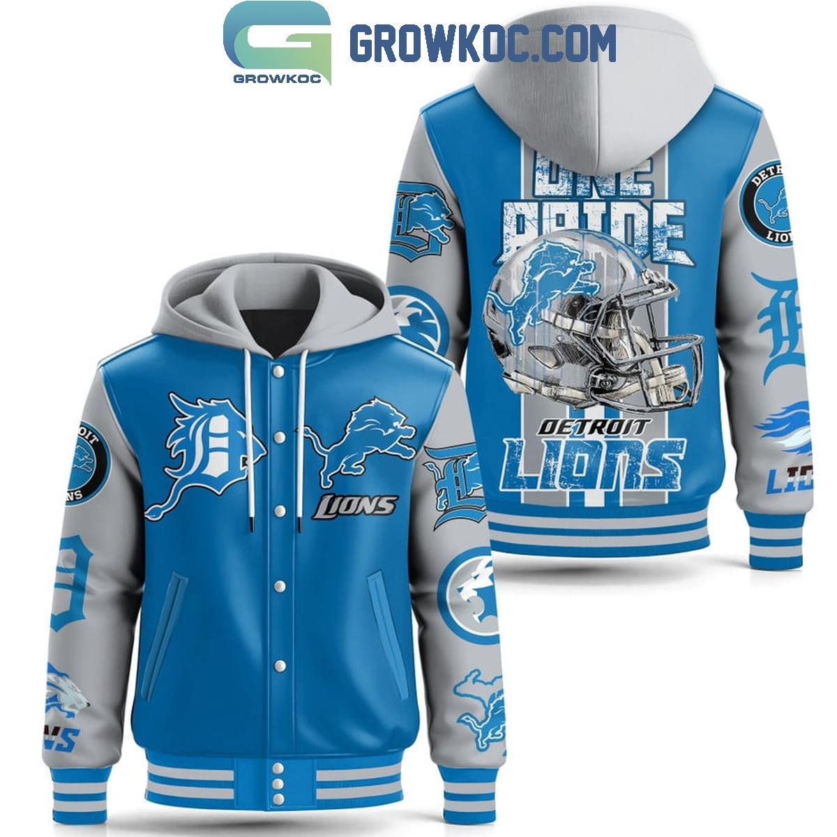 Detroit Lions One Pride Lions Football 2025 3D Baseball Hoodie Jacket - Blue