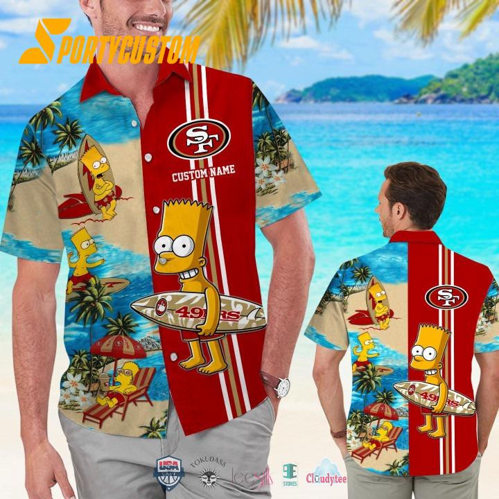San Francisco 49ers x Bart Simpson Custom Name Hawaiian Shirt