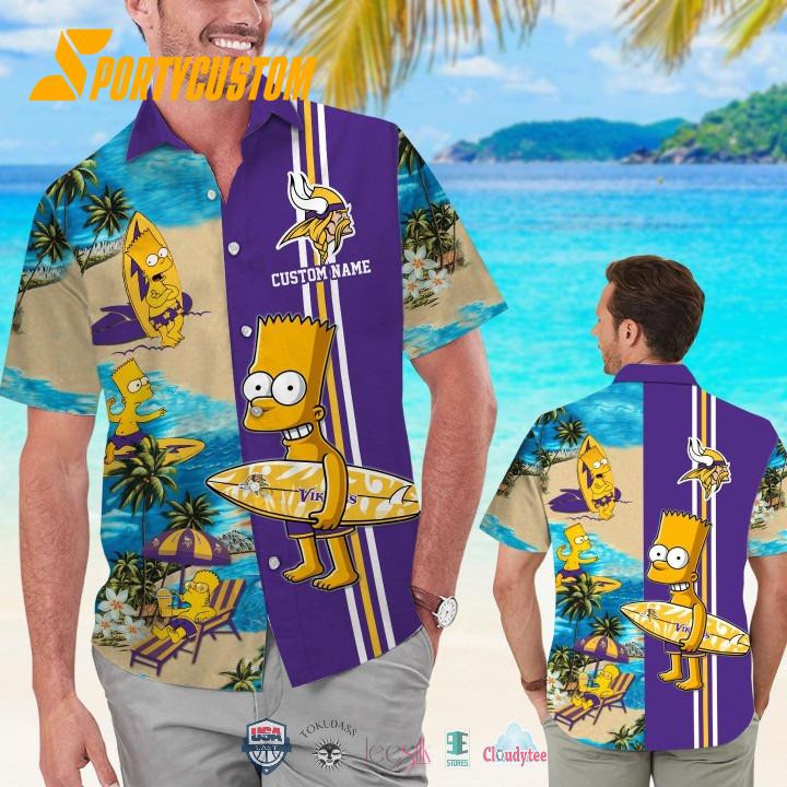 Minnesota Vikings x Bart Simpson Custom Name Hawaiian Shirt