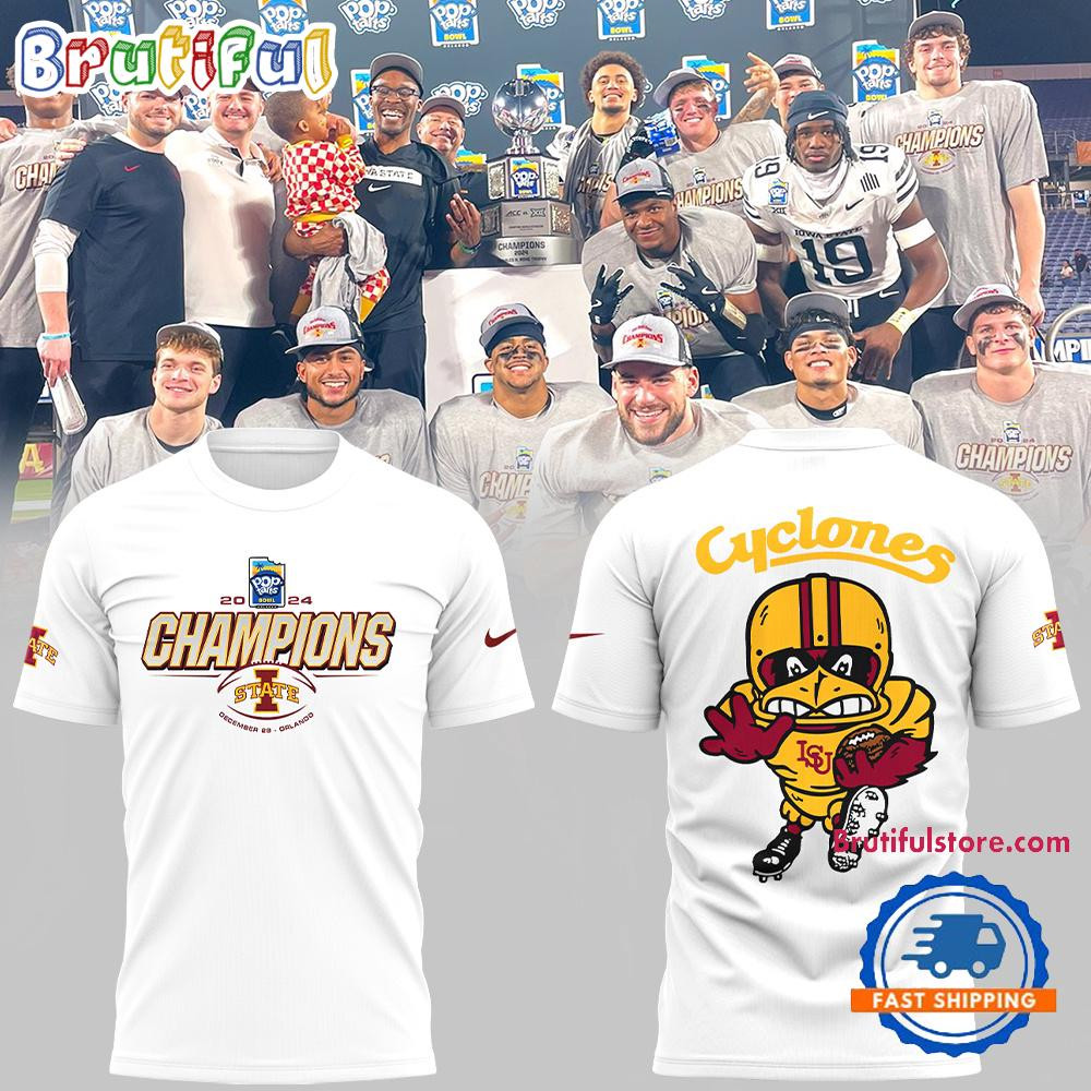 Iowa State Football Cyclone Strength All Over Printed T-shirt - White