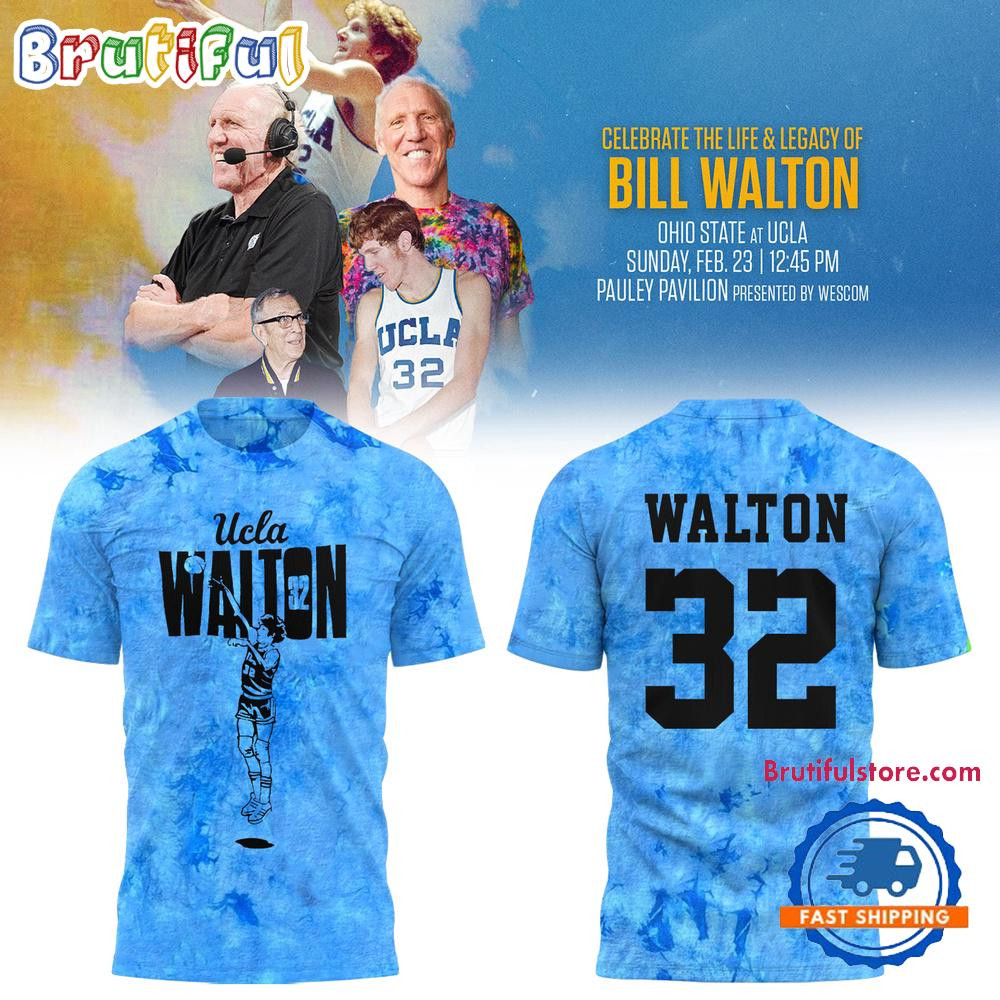 UCLA Bruins Honors The Late Bill Walton 32  Edition 2025 All Over Printed T-shirt - Light Blue