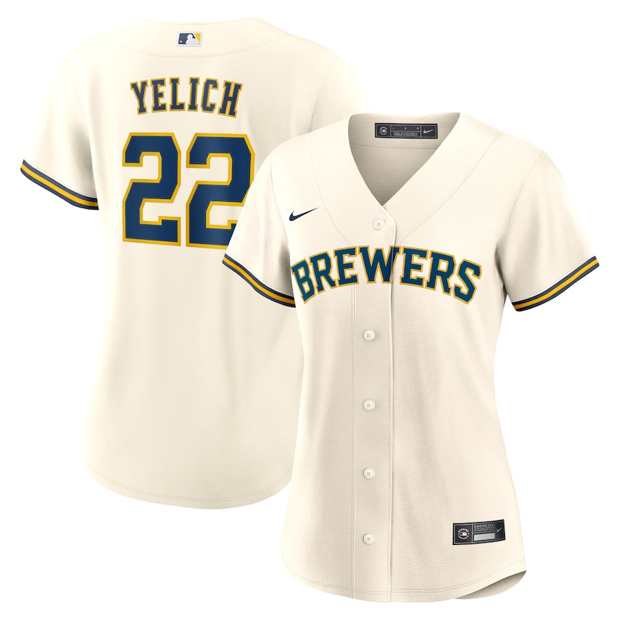 Christian Yelich 22 Milwaukee Brewers Women's Home Jersey - White