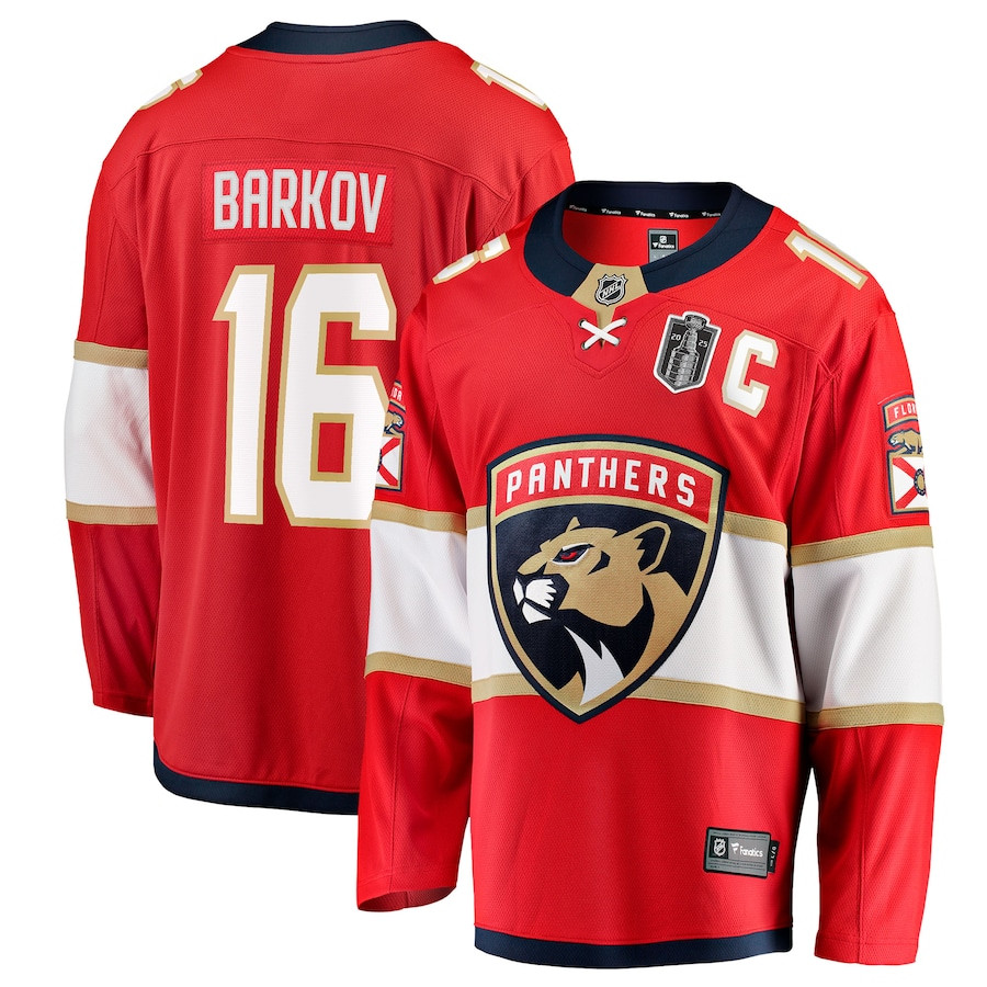 Aleksander Barkov 16 Florida Panthers 2025 Stanley Cup Final Home Breakaway Men Jersey - Red