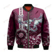 Manly Warringah Sea Eagles Aboriginal Bomber Jacket 3D Printed Rugby Indigenous Kangaroo Tracks
