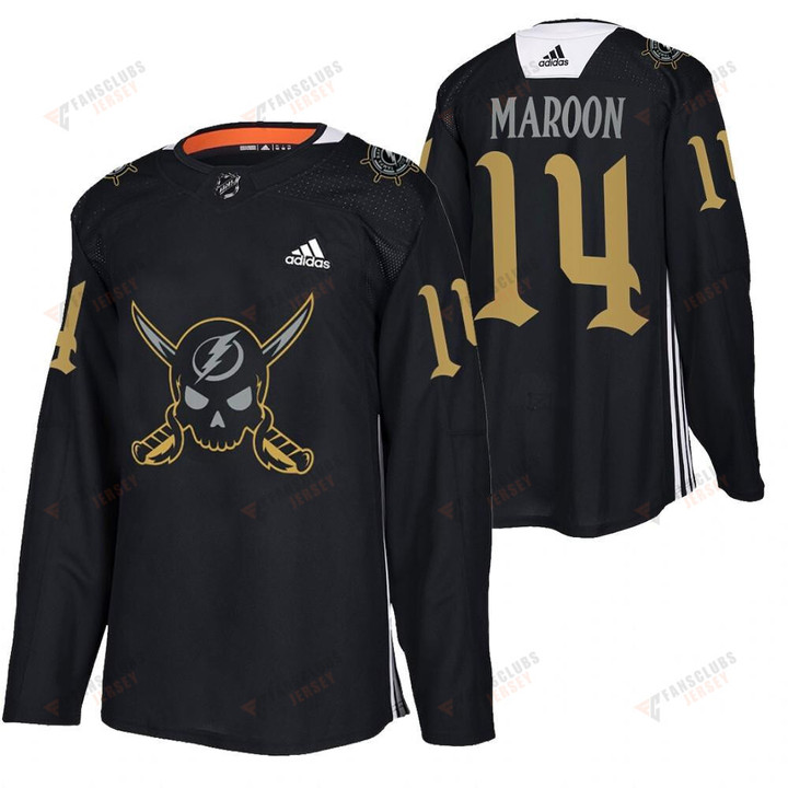 Patrick Maroon Lightning 2022 Pirate-themed Warmup Black Gasparilla inspired Jersey 14 Jersey