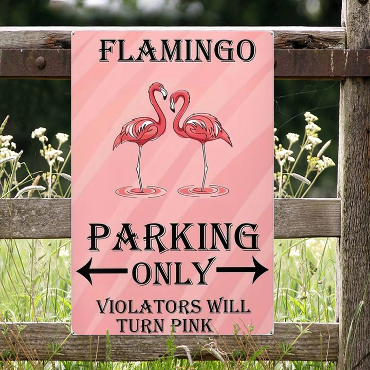 Premium Flamingo Portrait Metal Sign