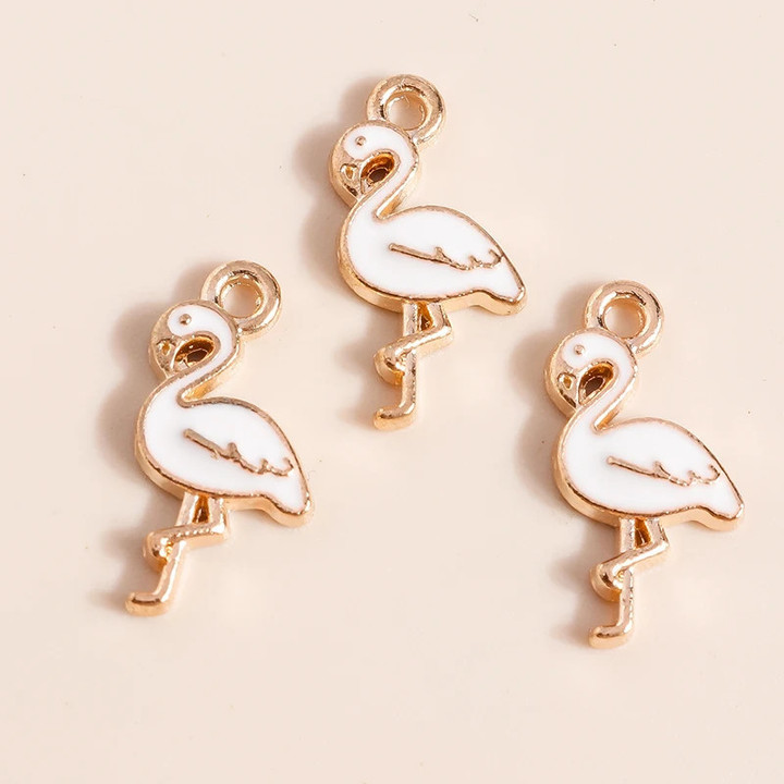 10pcs 17*8mm Cartoon Flamingo Charms for Jewelry