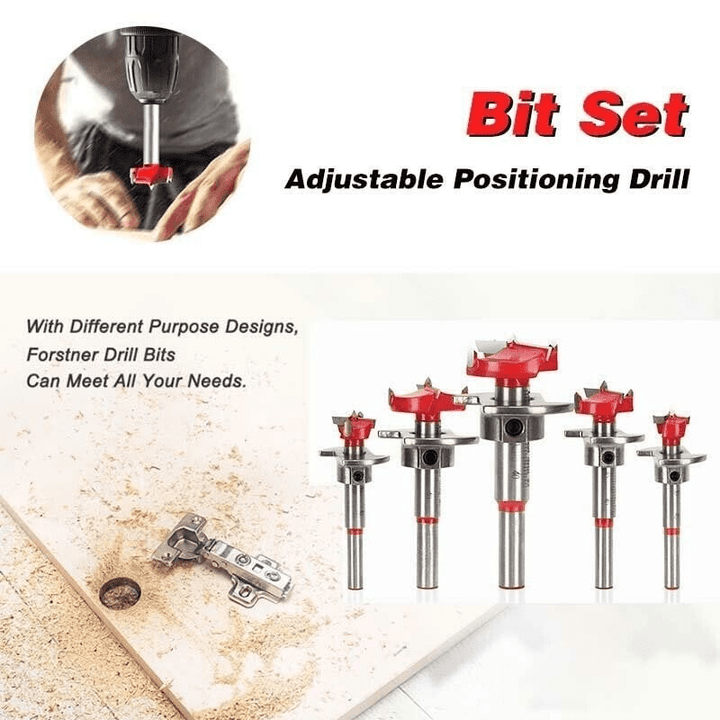 Positioning Woodworking Drill Bit Set (Pack of 5)