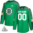 Boston Bruins Men's Custom NHL Personalized St. Patrick’s Day Custom Practice NHL Jersey, Green, NHL Jersey - Pocopato