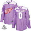 Custom Detroit Red Wings Youth's Hockey Fights Cancer Practice Jersey, Purple, NHL Jersey - Pocopato