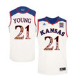 Male Kansas Jayhawks White Clay Young College Basketball Portrait Jersey