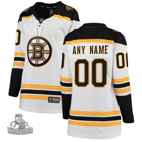 Boston Bruins Women's Away Breakaway Custom Jersey - White, NHL Jersey - Pocopato