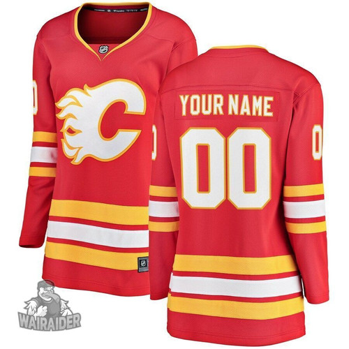 Calgary Flames Women's Alternate Breakaway Custom Jersey, Red, NHL Jersey - Pocopato