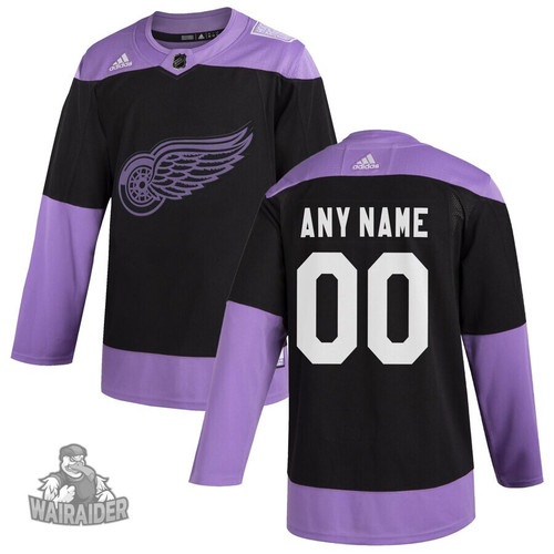 Detroit Red Wings Hockey Fights Cancer Custom Practice Jersey, Black, NHL Jersey - Pocopato