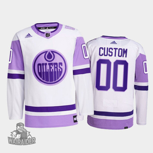 Edmonton Oilers Men's Custom 2021 Hockey Fights Cancer Primegreen Jersey, White, NHL Jersey - Pocopato