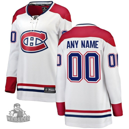 Montreal Canadiens Women's Away Breakaway Custom Jersey, White, NHL Jersey - Pocopato