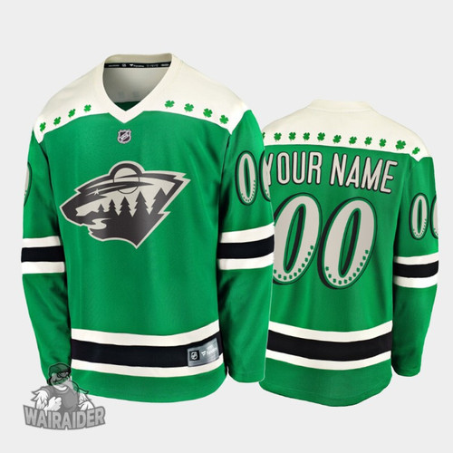 Minnesota Wild Men's Custom 2021 St. Patrick's Day Jersey, Green, NHL Jersey - Pocopato
