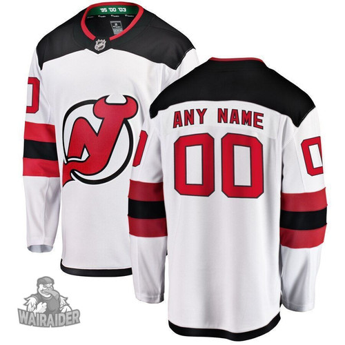 New Jersey Devils Youth Away Breakaway Custom Jersey, White, NHL Jersey - Pocopato
