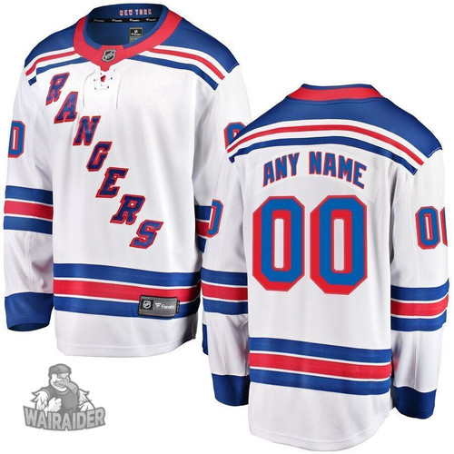 New York Rangers Men's Away Breakaway Custom Jersey, White, NHL Jersey - Pocopato