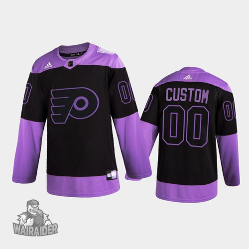 Philadelphia Flyers Men's Custom 2021 Hockey Fights Cancer Jersey, Night Purple, NHL Jersey - Pocopato