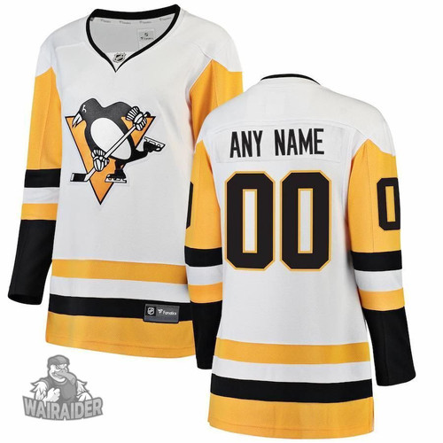 Pittsburgh Penguins Women's Away Breakaway Custom Jersey, White, NHL Jersey - Pocopato