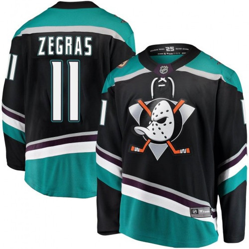 Breakaway Men's Trevor Zegras Anaheim Ducks Alternate Jersey - Black