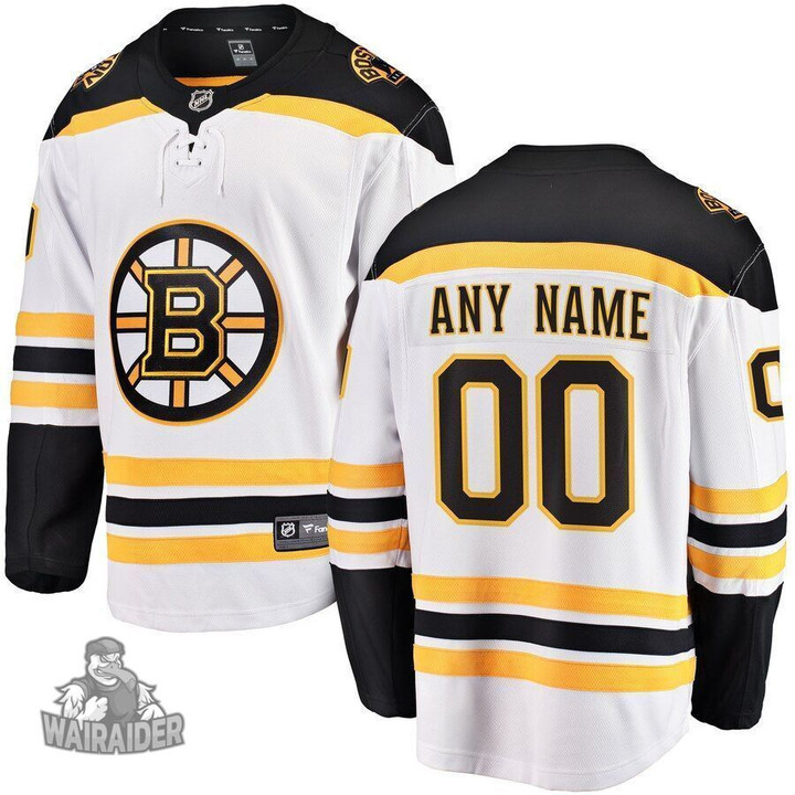 Boston Bruins Away Breakaway Custom Jersey - White, NHL Jersey - Pocopato