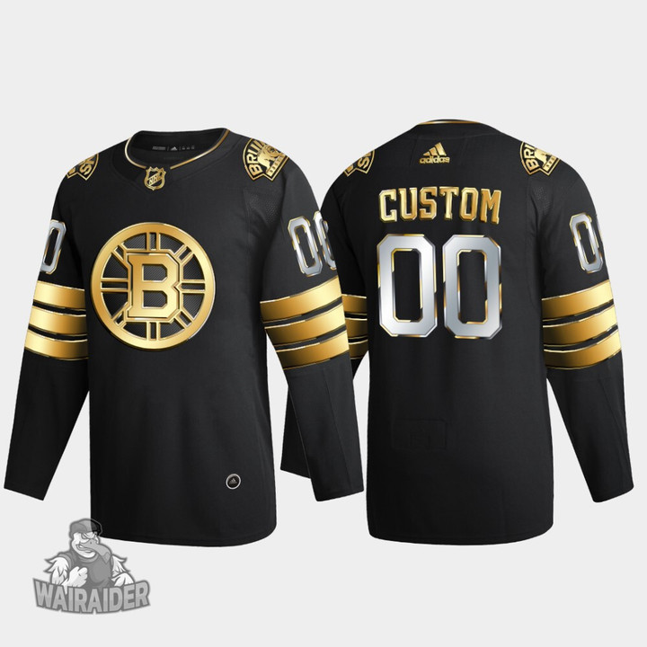 Boston Bruins Men's Custom 2020-21 2021 Golden Edition Limited Jersey, Black, NHL Jersey - Pocopato