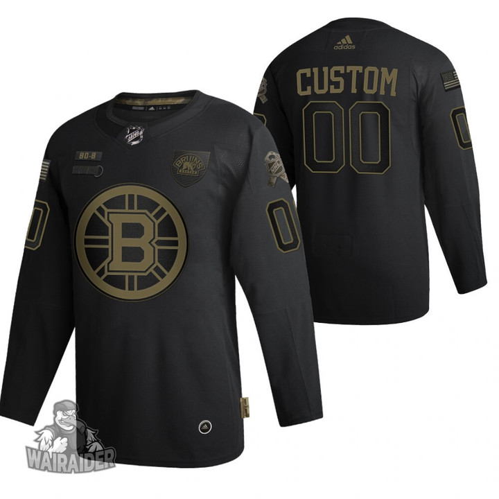 Boston Bruins Men's Custom 2020 Veterans Day Jersey, Black, NHL Jersey - Pocopato