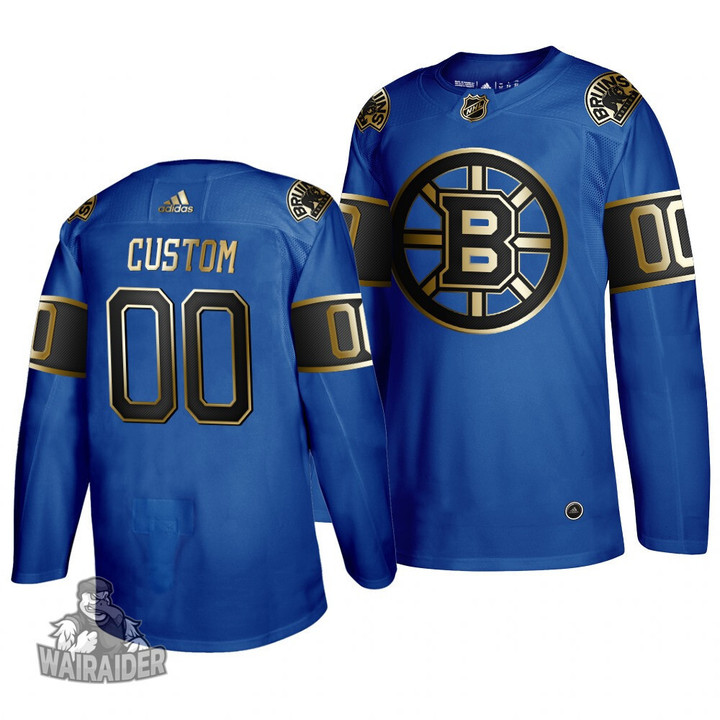 Boston Bruins Men's Custom NHL Custom 2019 Father’s Day NHL Jersey Royal, Black Golden, NHL Jersey - Pocopato