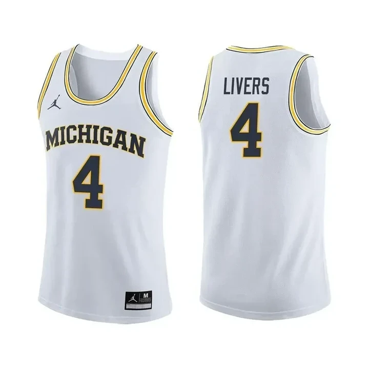 Michigan Wolverines White Isaiah Livers Basketball Jersey , NCAA jerseys