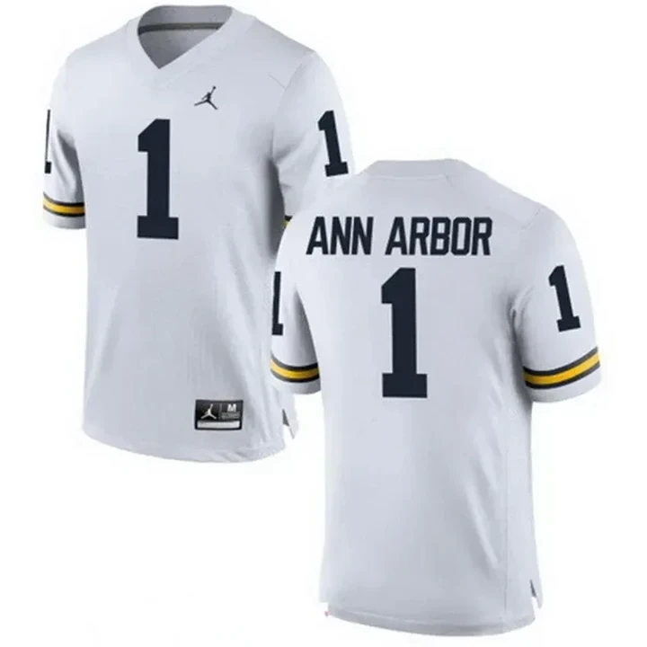 Male Michigan Wolverines White Ann Arbor NCAA Alumni Football Game Jersey , NCAA jerseys