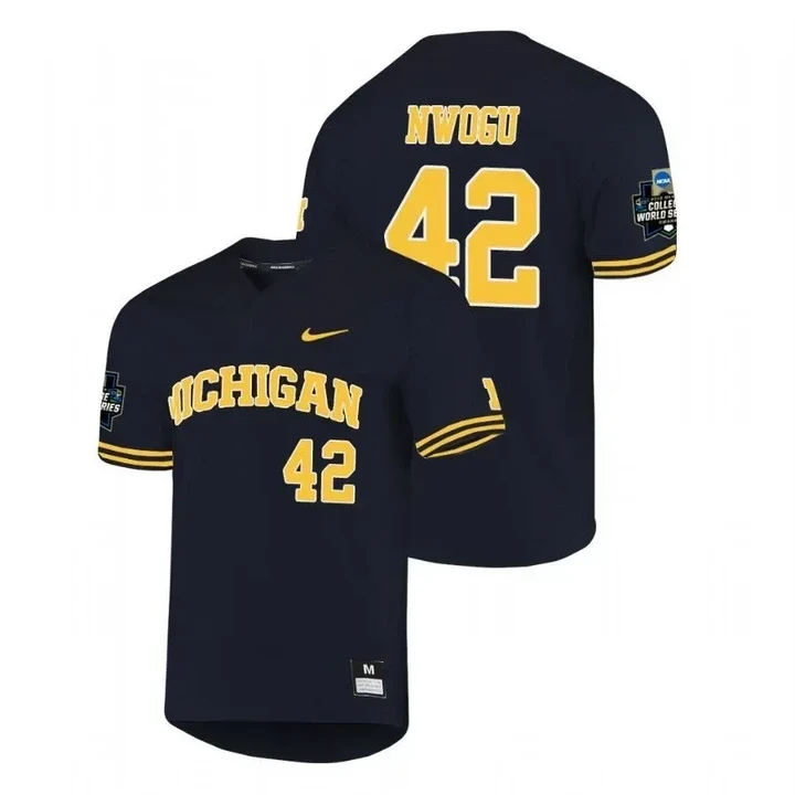 Michigan Wolverines Navy Jordan Nwogu World Series Jersey , NCAA jerseys