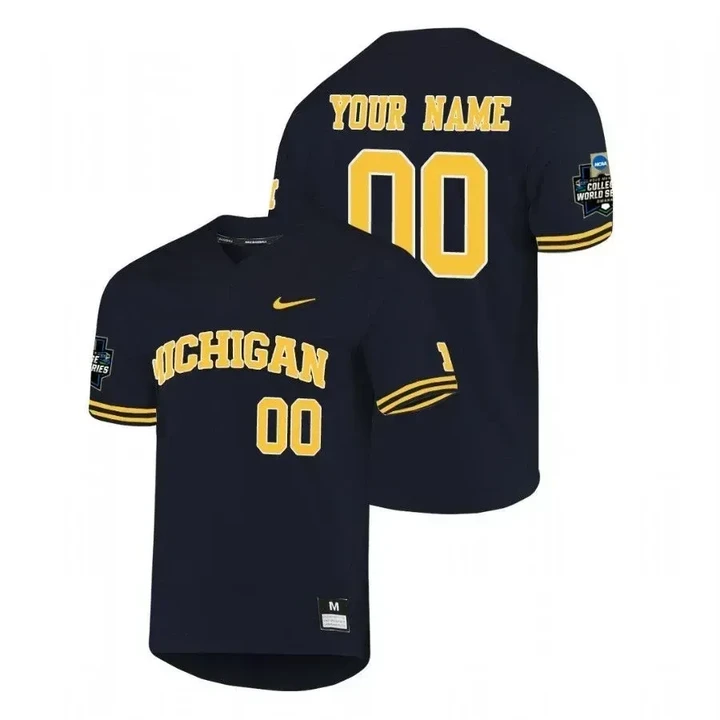 Michigan Wolverines Navy Custom World Series Jersey , NCAA jerseys