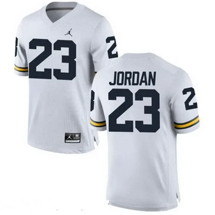 Male Michigan Wolverines White Michael Jordan NCAA Alumni Football Game Jersey , NCAA jerseys