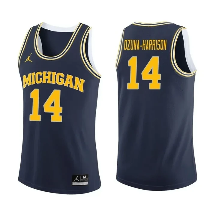 Michigan Wolverines Navy Rico Ozuna-Harrison Basketball Jersey , NCAA jerseys