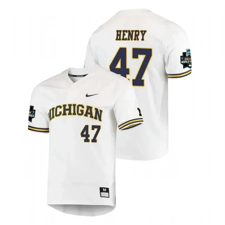 Michigan Wolverines White Tommy Henry World Series Jersey , NCAA jerseys